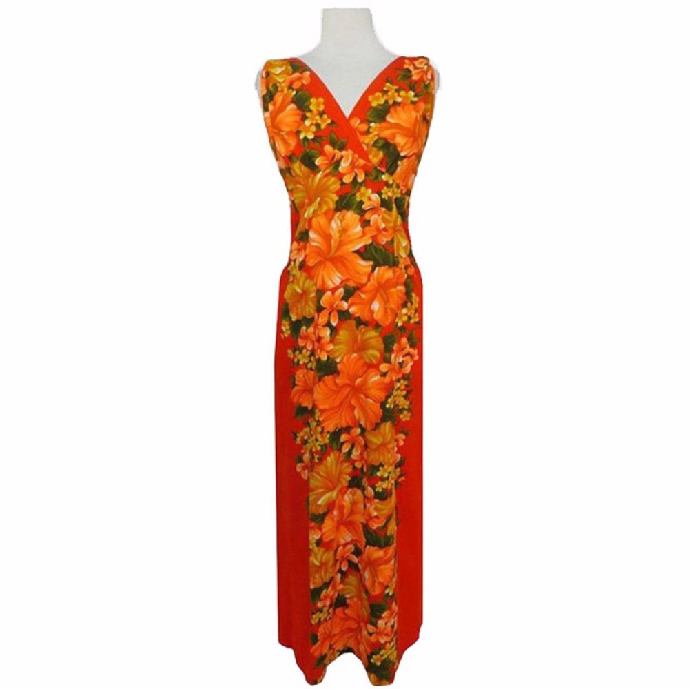 Vtg 60s Hawaiian Togs Floral Print Maxi Dress S